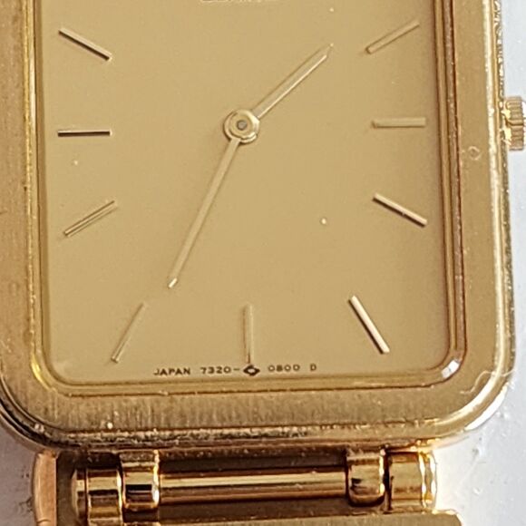 Seiko Quartz 7320-5889 Vintage Gold Tone Rectangular Dress Watch Japan 1984 - Picture 4 of 16